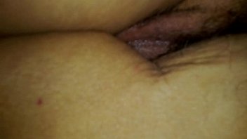 Sleeping wife'_s hairy wet ass and pussy close-up
